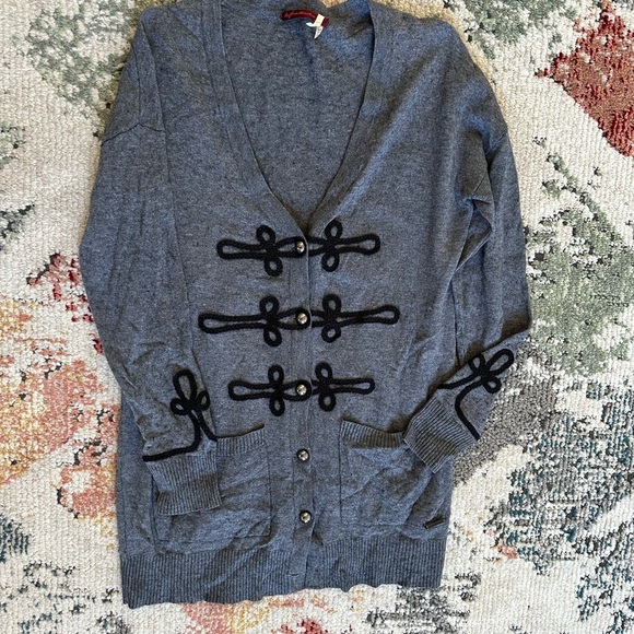 Left On Houston Vintage Style Cardigan Sweater Gray Black Women’s XS - Picture 9 of 11